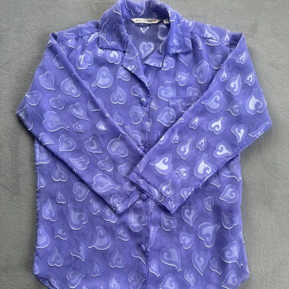 Vintage Victoria’s Secret Sheer Purple Heart Pajama Set | Coquette Y2K Soft Girl - Picture 2 of 15